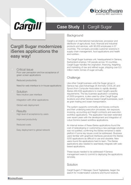 Case Study | Cargill Sugar Cargill Sugar modernizes ... - Looksoftware