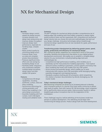 NX for Mechanical Design Fact Sheet - Geometric Solutions