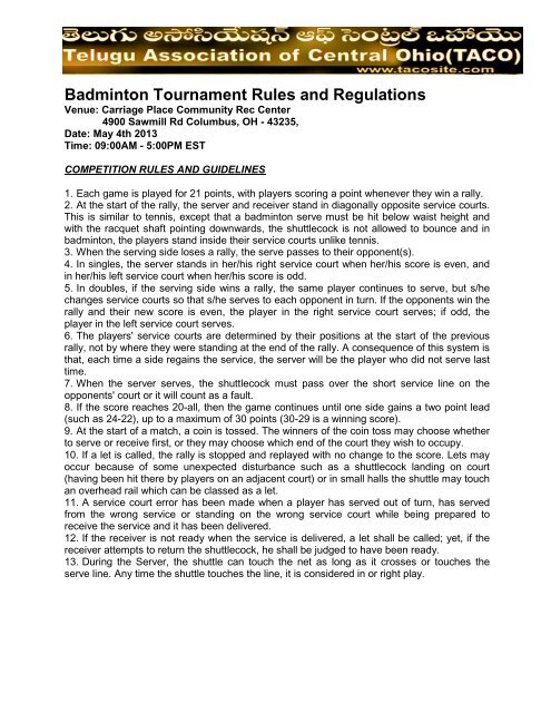 Badminton tournament rules deals