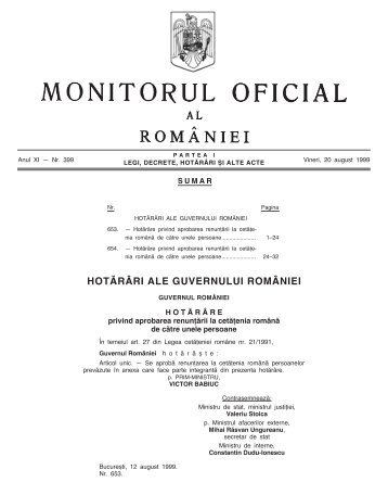 HOTâRÂ¬RI ALE GUVERNULUI ROMÂ¬NIEI