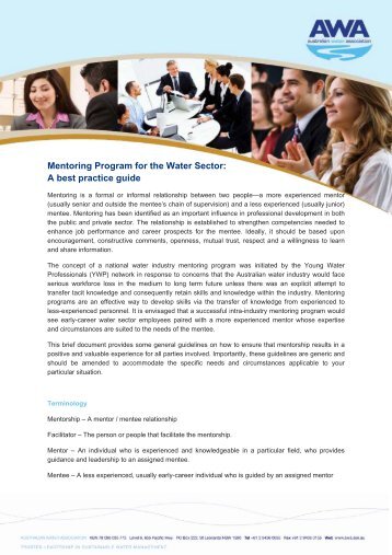 Mentoring Program for the Water Sector: A best practice guide