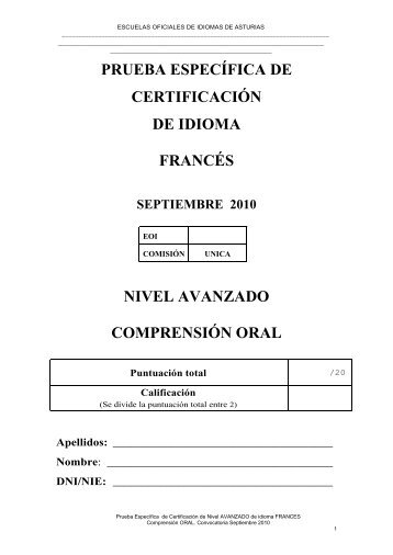 prueba especÃ­fica de certificaciÃ³n de idioma francÃ©s nivel avanzado ...