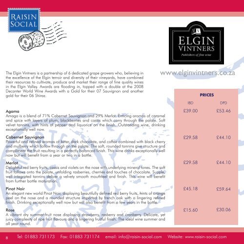 PRICE LIST - Raisin Social