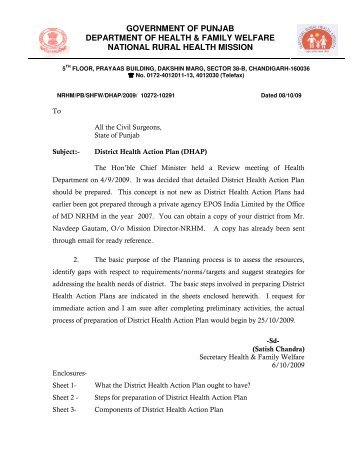 LETTER BY SECRETARY(HEALTH & FW) for DHAP - Department of ...