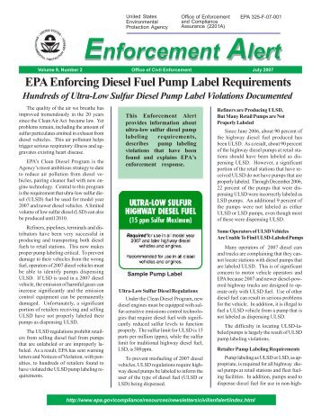 EPA Enforcing Diesel Fuel Pump Label Requirements