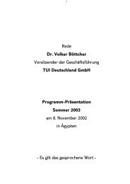 Rede Dr. Volker Böttcher Vorsitzender der ... - TUI Deutschland