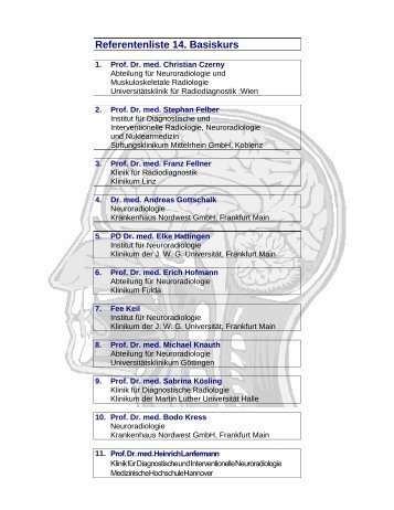 Referentenliste 14. Basiskurs - Basiskurs Neuroradiologie