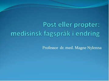 Post eller propter: medisinsk fagspråk i endring