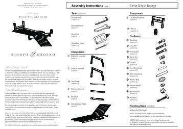 Assembly Instructions page 1 Siena Chaise Lounge ... - Oxford Garden
