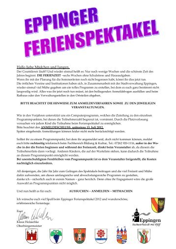 unser programmangebot für euch - Stadt Eppingen