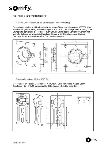 TECHNISCHE INFORMATION 2009-01 1. Flansch ... - Somfy