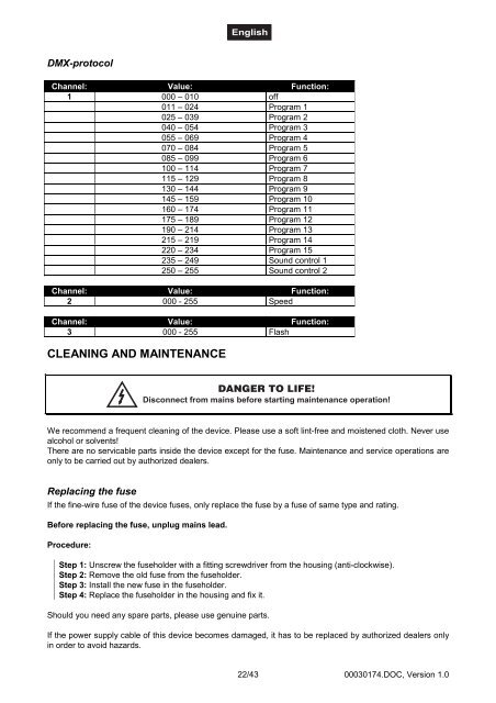 EUROLITE LED FX PAR-100 RGB DMX Spot User Manual - ELV