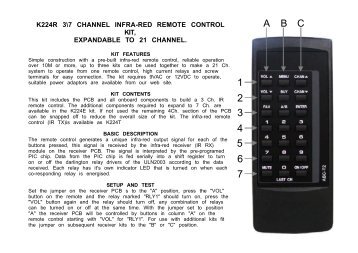 k224r 3\7 channel infra-red remote control kit ... - Oatley Electronics