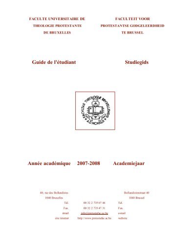 Guide de l'étudiant Studiegids Année académique 2007-2008 ...