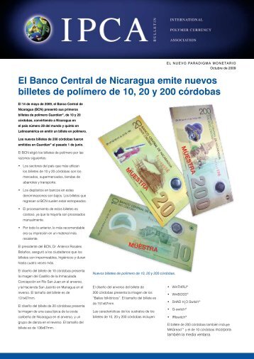 El Banco Central de Nicaragua emite nuevos billetes de polÃ­mero ...