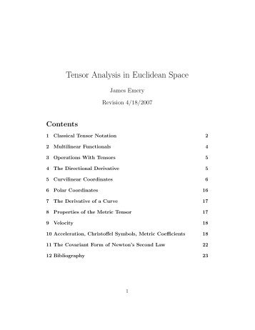 Tensor Analysis in Euclidean Space - STEM2