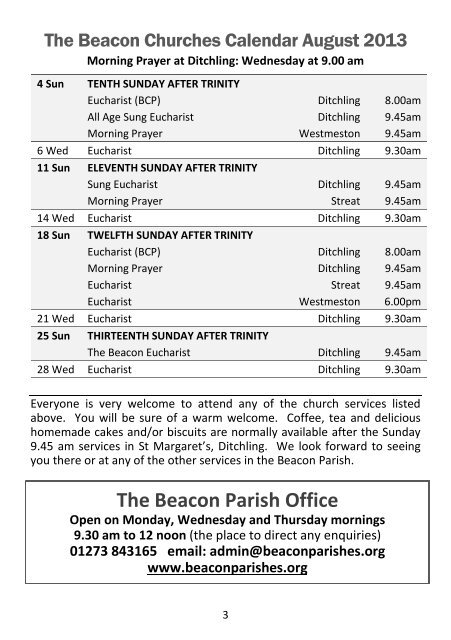 The Beacon August 2013 - Beacon Parish of Ditchling, Streat ...
