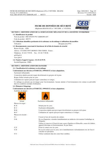 fiche de securite - Geb