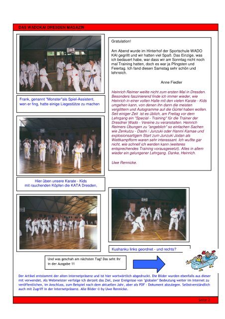 Das WADO-Magazin - 2000 - Karate - Wado Kai - Dresden e.V.