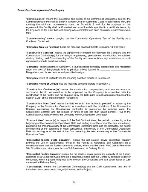 4. power purchase agreement(ppa) - BPDB