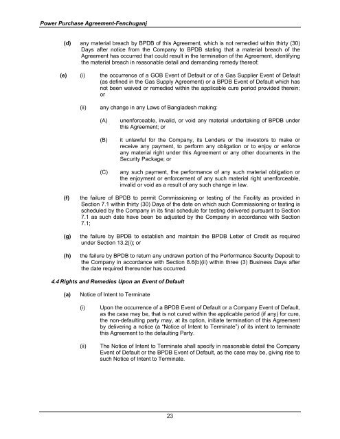 4. power purchase agreement(ppa) - BPDB