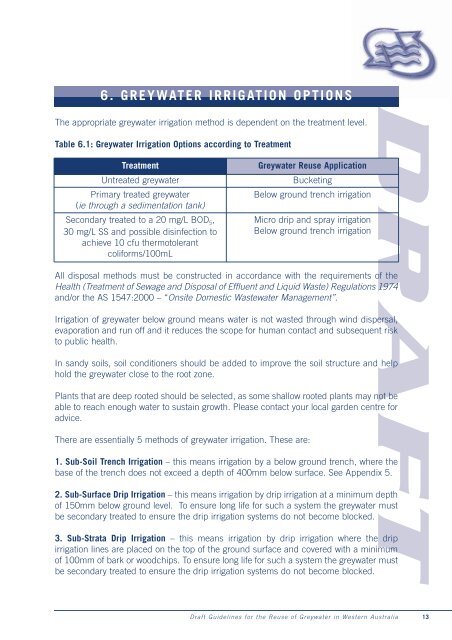 Draft Guidelines for the Reuse of Greywater in Western Australia