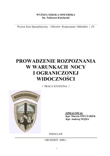 prowadzenie rozpoznania w warunkach nocy i ... - SpecOps