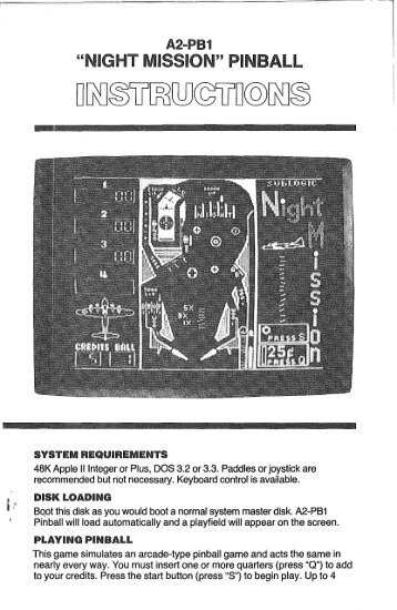 Night Mission Pinball Instructions - Virtual Apple