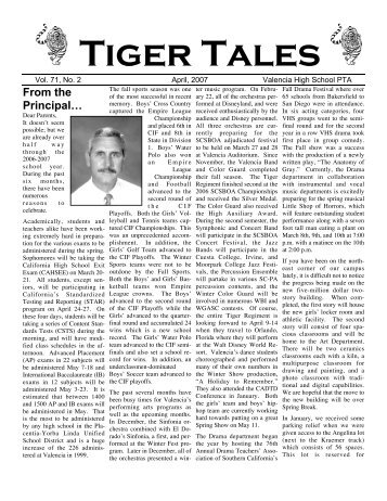 002VHS Tiger Tales April 2007 - Valencia High School