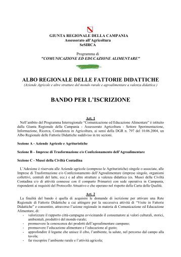 Albo Regionale delle Fattorie Didattiche - Regione Campania
