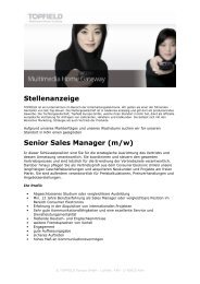 Stellenanzeige Senior Sales Manager (m/w) - Topfield