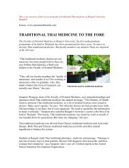 TRADITIONAL THAI MEDICINE TO THE FORE - Thai Healing Alliance