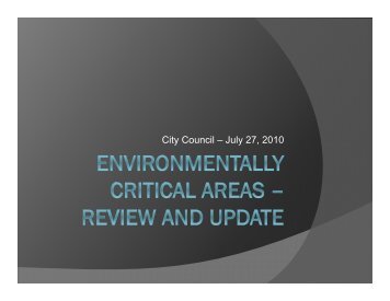 Presentation: Critical Areas Ordinance Update - City Of Sammamish