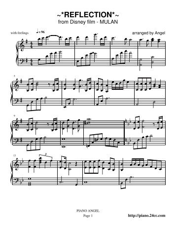 Mulan â Reflection - Daily Piano Sheets