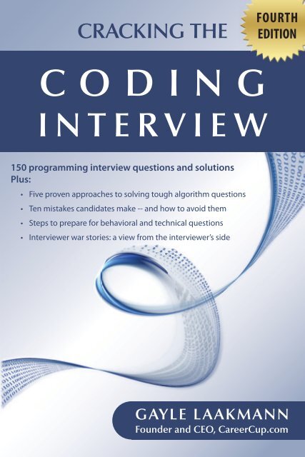 Cracking the Coding Interview, 4 Edition - 150 Programming Interview Questions and Solutions