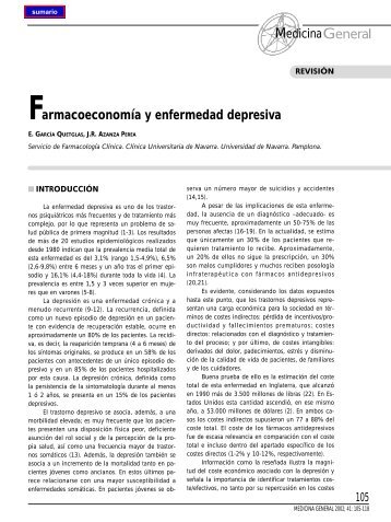 105 FarmacoeconomÃ­a y enfermedad depresiva - Revista Medicina ...