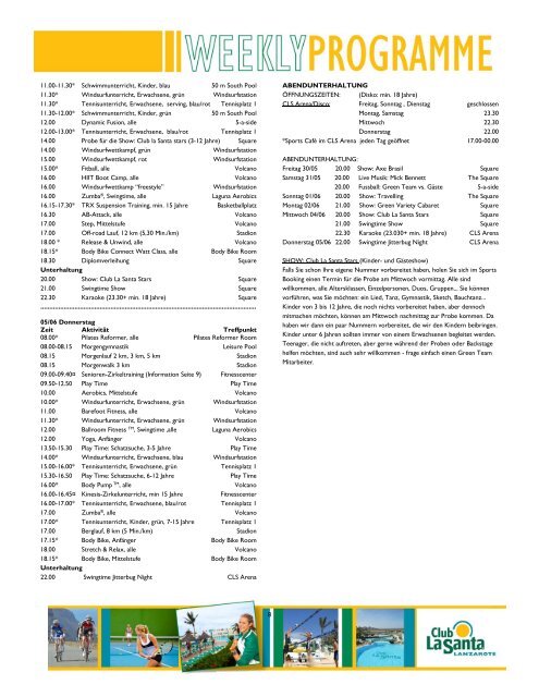 Aktuelles Programm herunterladen (PDF) - Club La Santa