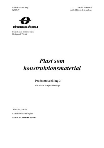 Plast som konstruktionsmaterial - Rolf Lövgren