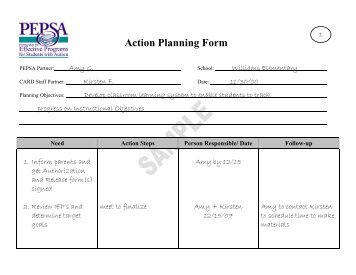 Sample Action Planning Form - PEPSA