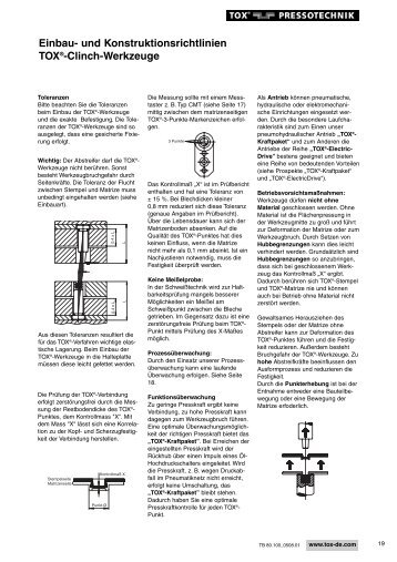 Einbau- und Konstruktionsrichtlinien TOX Clinch Werkzeuge