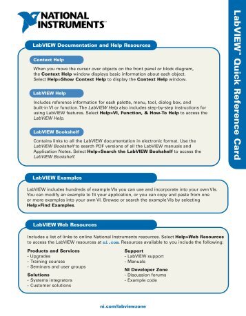 LabVIEW Quick Reference Card
