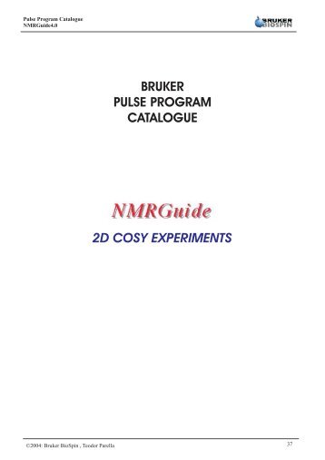 BRUKER PULSE PROGRAM CATALOGUE 2D COSY EXPERIMENTS