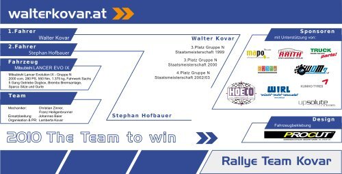 Autogrammkarte - Rallye Team Kovar