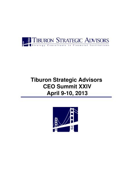 Tiburon CEO Summit XXIV Binder - Tiburon Strategic Advisors