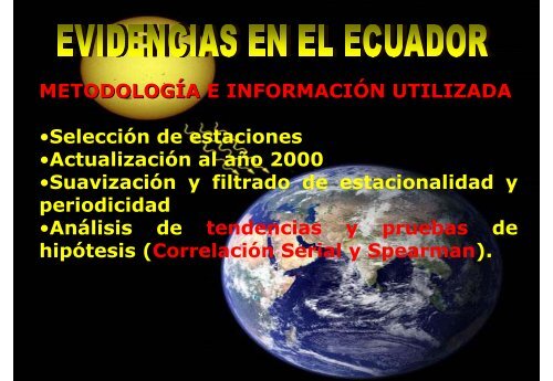 EVIDENCIAS DE CAMBIO CLIMATICO EN ECUADOR