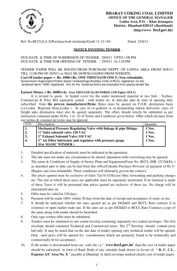 BHARAT COKING COAL LIMITED (http://www. bccl.gov.in)