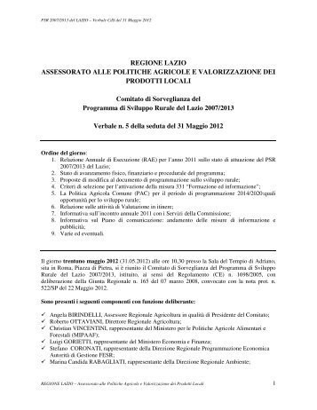 Verbale della seduta del CDS del 31 maggio 2012 - Agricoltura ...