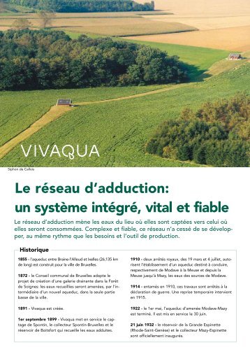 Le rÃ©seau d'adduction: un systÃ¨me intÃ©grÃ©, vital et fiable - Vivaqua