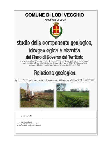 Relazione Geologica generale Lodi Vecchio - Comune di Lodi ...
