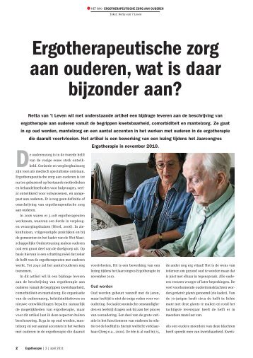 Ergotherapeutische zorg aan ouderen, wat is daar bijzonder aan?